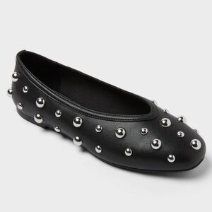 Black Studded Women's Flats Memory Foam